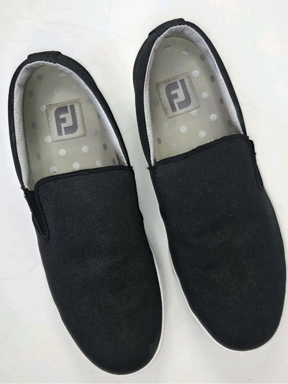 FootJoy Womens Sport Retro Slip On Golf Shoes Size 7.5 Black Sparkle - Picture 2 of 5